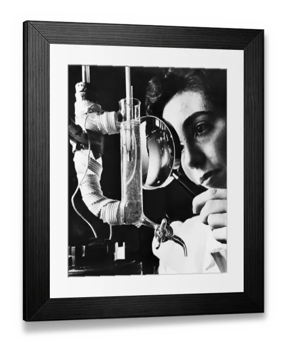 Framed Print : Scientist with Magnifying Glass Framed Print : Scientist with Magnifying Glass