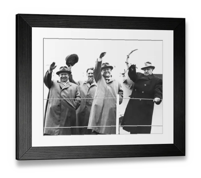 Framed Print : Russian Leaders Waving Adieu on Dock Framed Print : Russian Leaders Waving Adieu on Dock