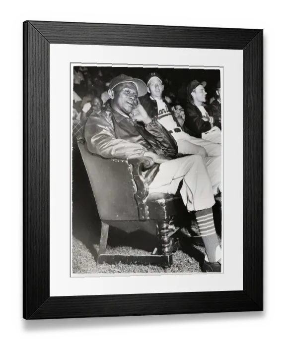 Framed Print : Satchel Paige Relaxing at Baseball Game Framed Print : Satchel Paige Relaxing at Baseball Game
