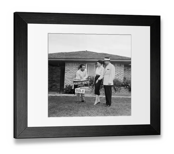 Framed Print : Golfer Jack Burke Selling House to Couple Framed Print : Golfer Jack Burke Selling House to Couple