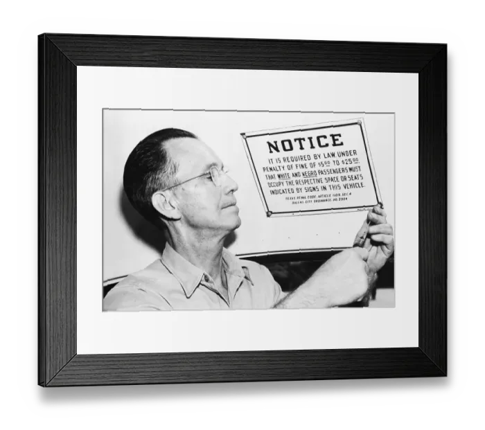 Framed Print : Noble Bradford Removes Segregation Sign Framed Print : Noble Bradford Removes Segregation Sign