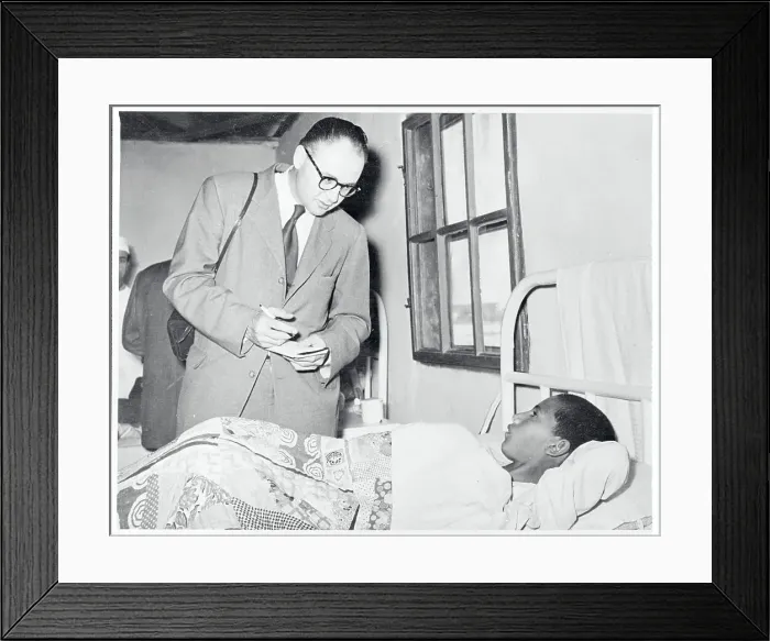 Framed Print : Charles Arnot Interviewing a Hospital Patient Framed Print : Charles Arnot Interviewing a Hospital Patient