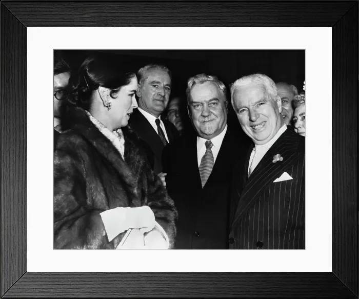 Framed Print : Marshal Bulganin Standing With Charlie Chaplin Framed Print : Marshal Bulganin Standing With Charlie Chaplin