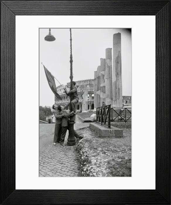 Framed Print : Hoisting the Flag of the Communist Italian Social Party Framed Print : Hoisting the Flag of the Communist Italian Social Party