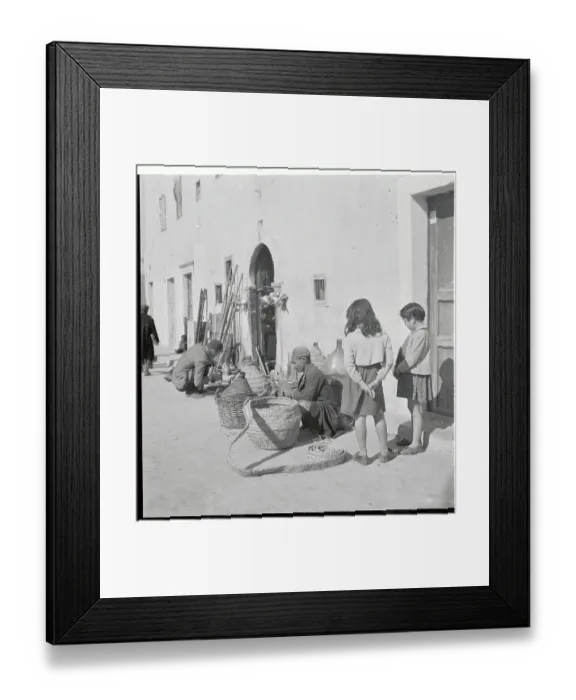 Framed Print : Girls Watching a Craftsman Framed Print : Girls Watching a Craftsman