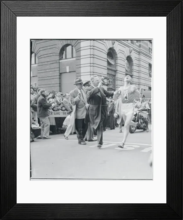 Framed Print : Antti. (Original Caption). Antii Viskari of Helsinki crosses Annual BAA Framed Print : Antti. (Original Caption). Antii Viskari of Helsinki crosses Annual BAA