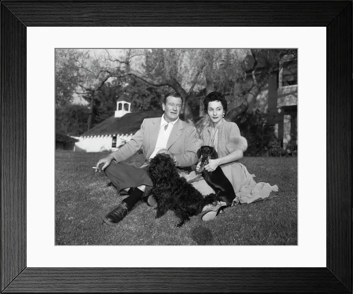 Framed Print : Actor John Wayne and Wife Pilar Wayne Framed Print : Actor John Wayne and Wife Pilar Wayne