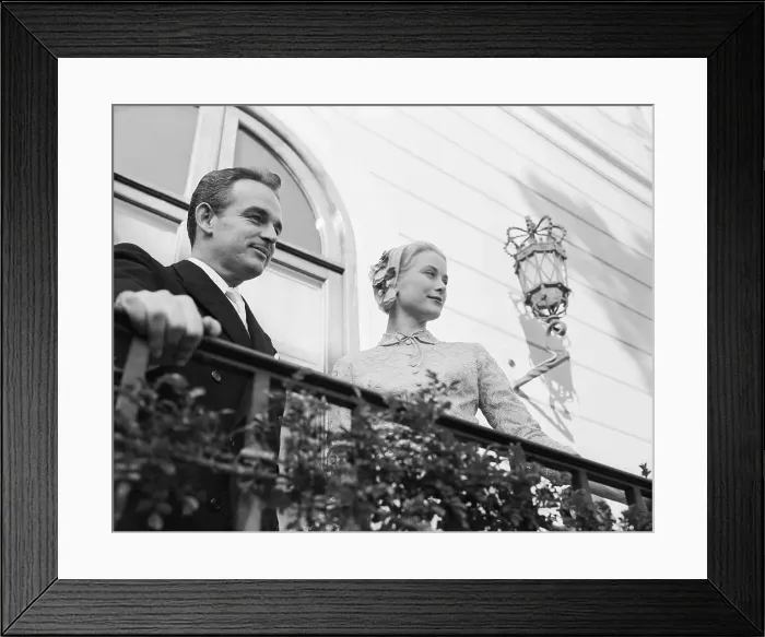Framed Print : Prince Rainier and Grace Kelly on Balcony Framed Print : Prince Rainier and Grace Kelly on Balcony