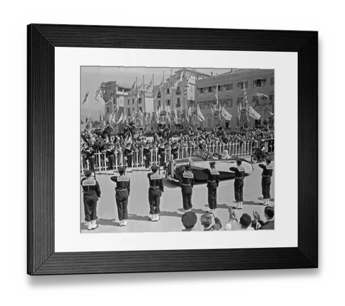 Framed Print : Prince Rainier and Princess Grace Riding in a Car