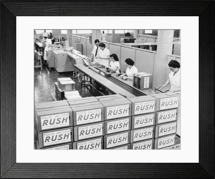Framed Print : Polio Vaccine Finishing Line At Factory Framed Print : Polio Vaccine Finishing Line At Factory