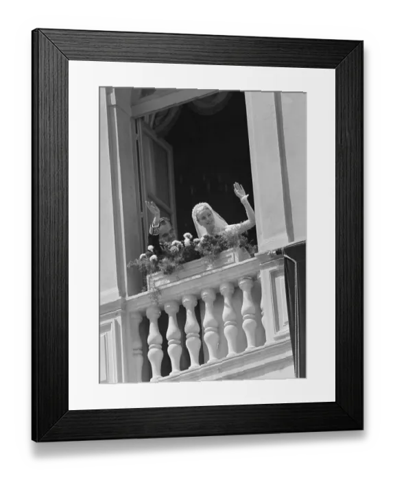 Framed Print : Princess Grace and Prince Rainier Wave from a Window Framed Print : Princess Grace and Prince Rainier Wave from a Window