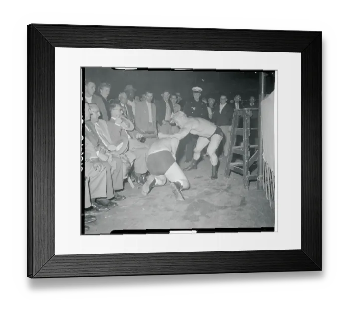 Framed Print : Buddy Rosen Wrestling Against Frank Roberts Framed Print : Buddy Rosen Wrestling Against Frank Roberts