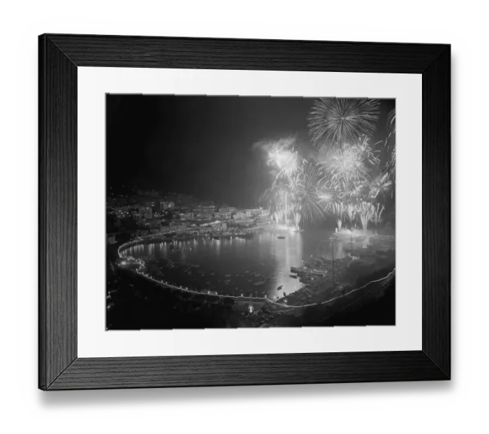Framed Print : Fireworks Bursting Over the Port of Monaco Framed Print : Fireworks Bursting Over the Port of Monaco