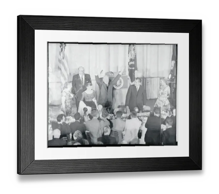 Framed Print : President Eisenhower Standing at the 1956 Campaign Meeting Framed Print : President Eisenhower Standing at the 1956 Campaign Meeting