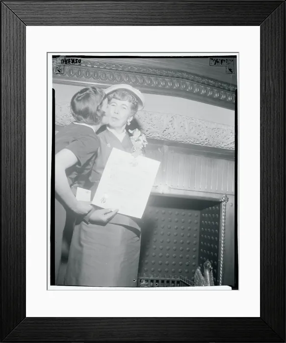 Framed Print : Mrs Lester Personous Being Kissed by Daughter
