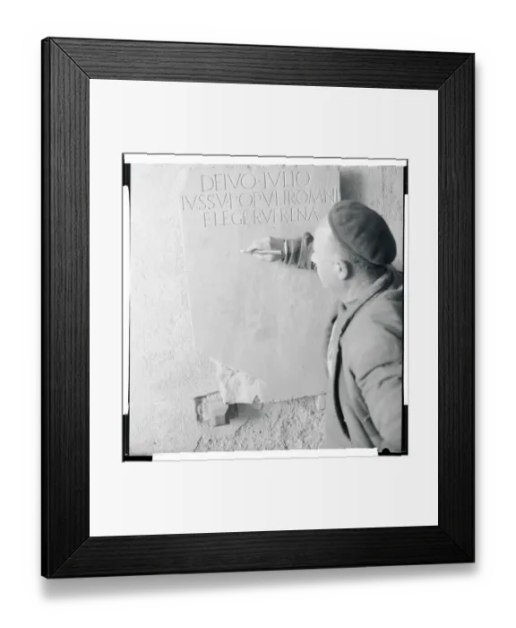 Framed Print : Man Tracing the Writing on a Lapidary Stone Framed Print : Man Tracing the Writing on a Lapidary Stone