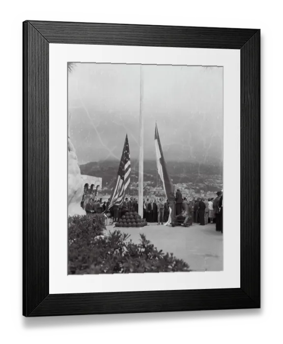 Framed Print : Flags Raised in Honor of Prince Rainier and Grace Kelly Framed Print : Flags Raised in Honor of Prince Rainier and Grace Kelly