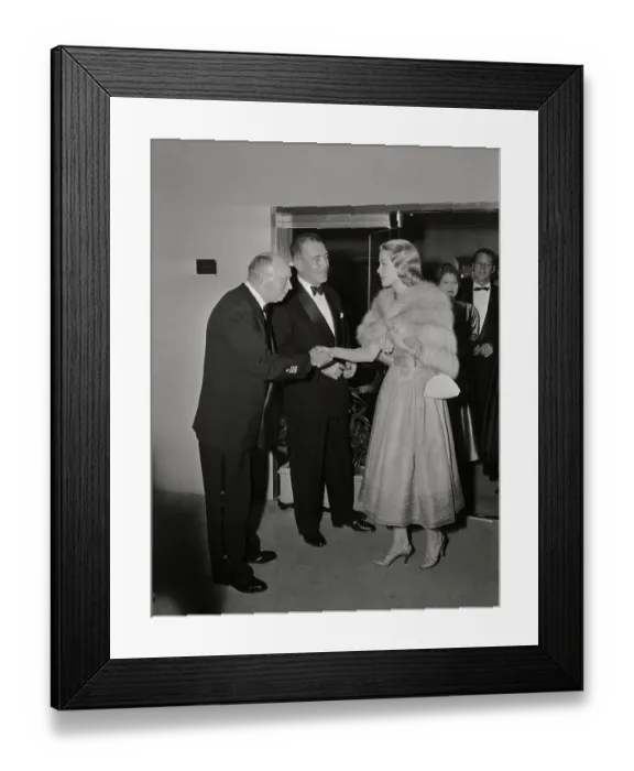 Framed Print : Grace Kelly Greeted by Ship's Captain and Purser Framed Print : Grace Kelly Greeted by Ship's Captain and Purser