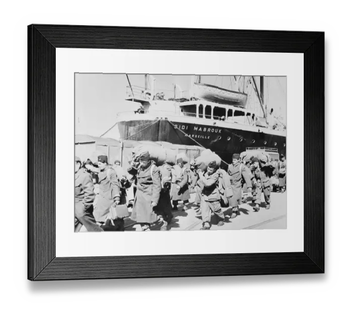 Framed Print : French Soldiers Walking Off of Their Ship Framed Print : French Soldiers Walking Off of Their Ship