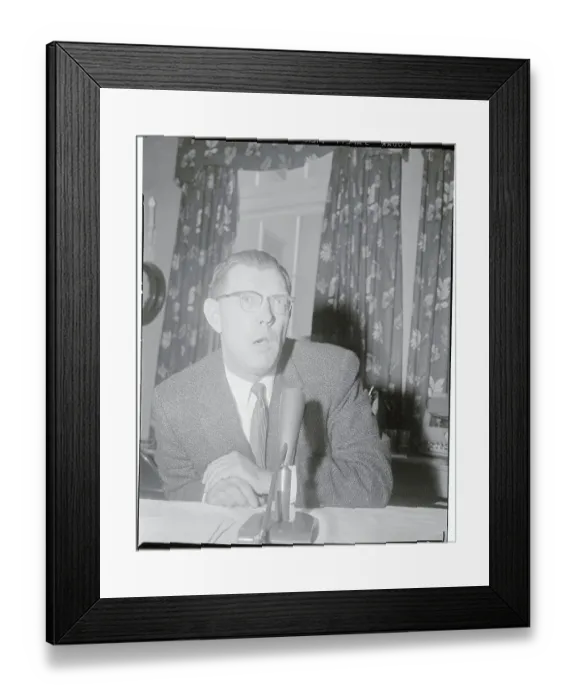 Framed Print : James Hagerty Speaking at a Press Conference Framed Print : James Hagerty Speaking at a Press Conference