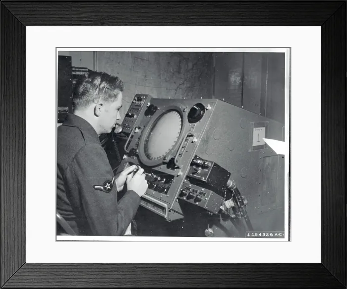 Framed Print : Soldier at Radar Panel Framed Print : Soldier at Radar Panel