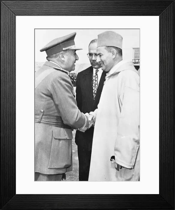 Framed Print : Portrait of Generalissimo Franco Welcoming Sultan Mohamed V Framed Print : Portrait of Generalissimo Franco Welcoming Sultan Mohamed V
