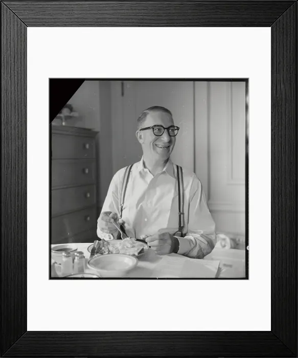 Framed Print : Portrait of Estes Kefauver Eating Breakfast Framed Print : Portrait of Estes Kefauver Eating Breakfast