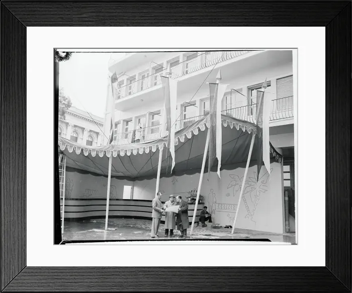 Framed Print : People Standing Underneath an Awning Framed Print : People Standing Underneath an Awning