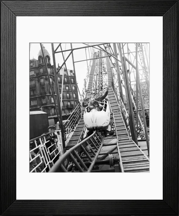 Framed Print : People Riding a Roller Coaster Framed Print : People Riding a Roller Coaster