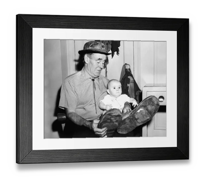 Framed Print : Emmett Kelly Playing with Daughter Framed Print : Emmett Kelly Playing with Daughter
