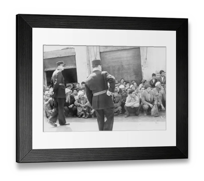 Framed Print : Police Questioning a Group of People Framed Print : Police Questioning a Group of People