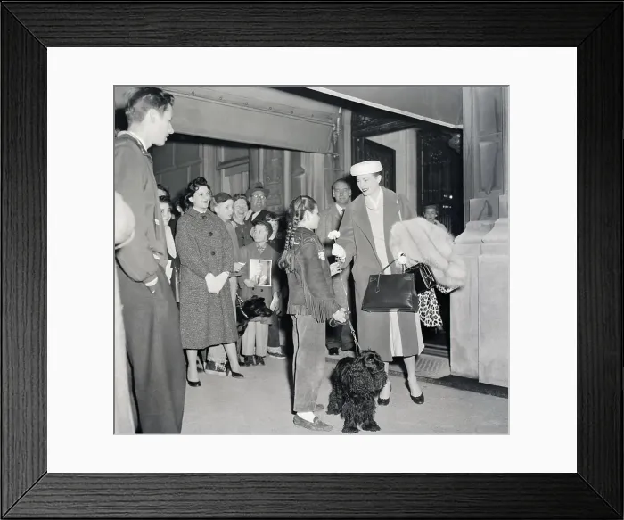 Framed Print : Girl Gives Grace Kelly Flower; Crowd Framed Print : Girl Gives Grace Kelly Flower; Crowd