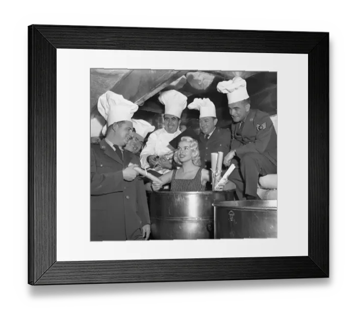 Framed Print : Jayne Mansfield with Army Chefs