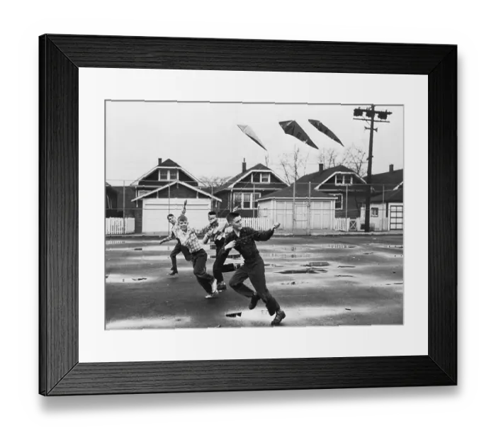Framed Print : Boys Flying Their Kites Framed Print : Boys Flying Their Kites