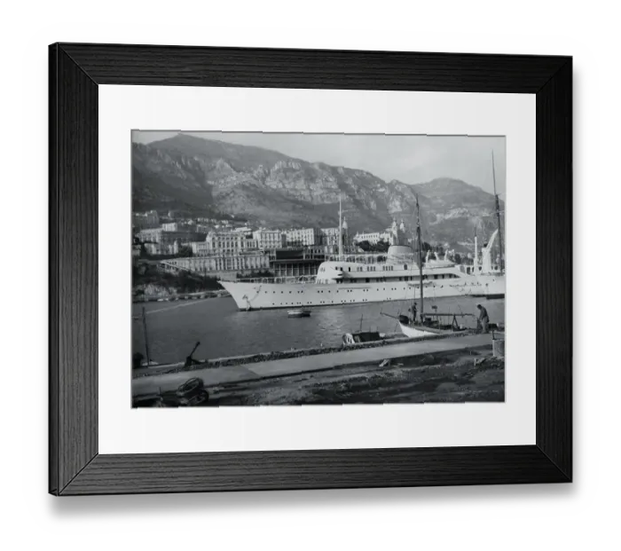 Framed Print : View of Large Yacht Arriving at Shore Framed Print : View of Large Yacht Arriving at Shore