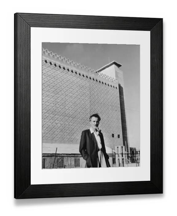 Framed Print : Reuben Hecht Standing in Front of Silo Framed Print : Reuben Hecht Standing in Front of Silo