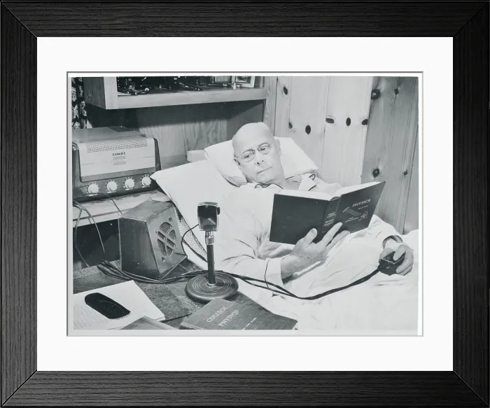 Framed Print : Charles Morris Speaking Into an Intercom Framed Print : Charles Morris Speaking Into an Intercom