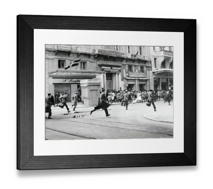 Framed Print : Rioters on The Run by Police Framed Print : Rioters on The Run by Police