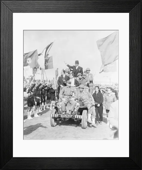 Framed Print : Habib Bourguiba Arriving for Festival Framed Print : Habib Bourguiba Arriving for Festival