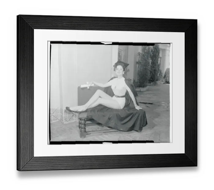 Framed Print : Actress Linda Cristal Posing Seductively in Cap and Gown Framed Print : Actress Linda Cristal Posing Seductively in Cap and Gown