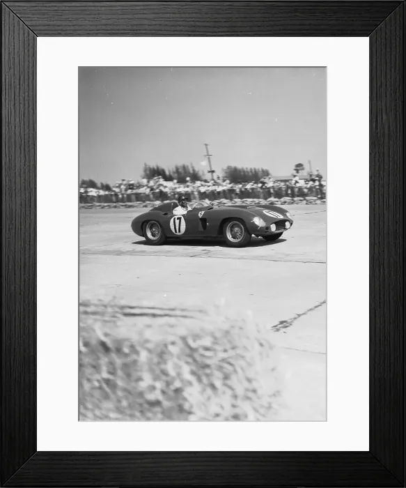 Framed Print : Juan Fangio Driving a Race Car Framed Print : Juan Fangio Driving a Race Car
