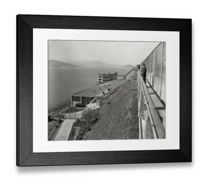 Framed Print : Prison Guard Standing and Gazing Outside Alcatraz Framed Print : Prison Guard Standing and Gazing Outside Alcatraz