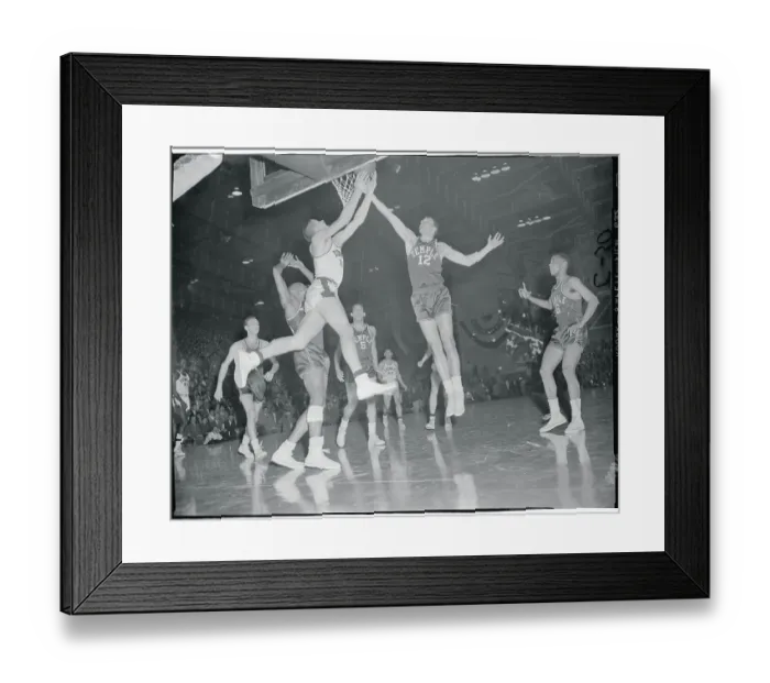 Framed Print : Fred Cohen Attempting to Block Bill Logan Framed Print : Fred Cohen Attempting to Block Bill Logan