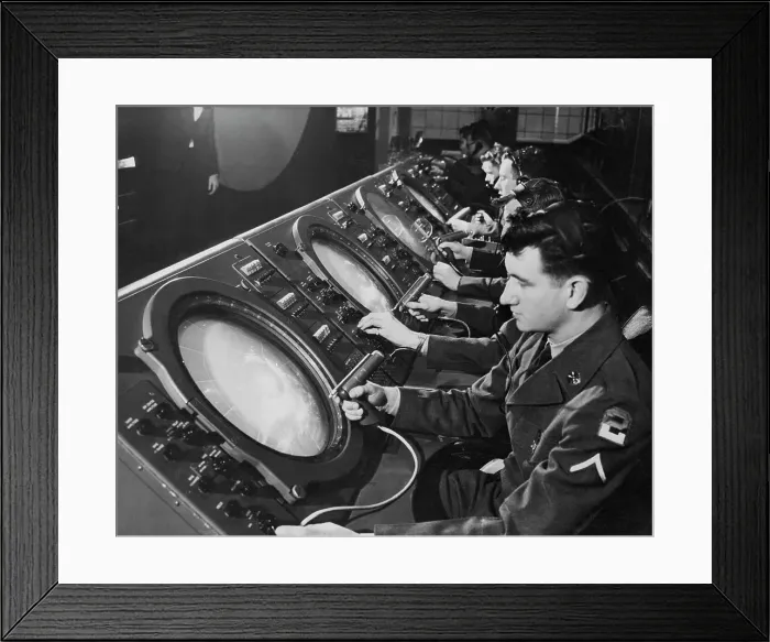 Framed Print : Military Officers Operating a Tracking System