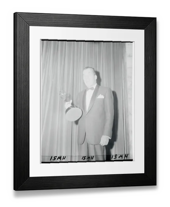 Framed Print : Ed Sullivan Holding His Trophy Framed Print : Ed Sullivan Holding His Trophy