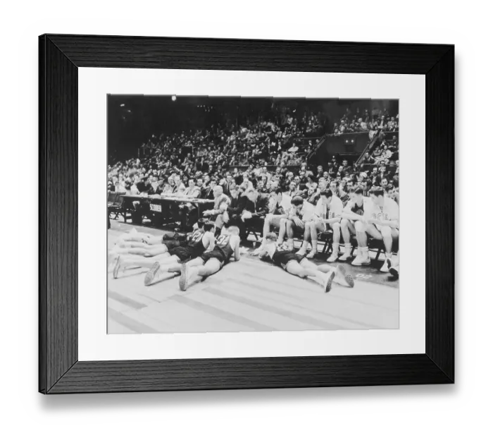 Framed Print : Oklahoma Basketball Team Lying on Floor Framed Print : Oklahoma Basketball Team Lying on Floor