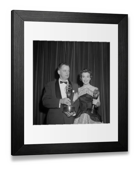 Framed Print : Nanette Fabray and Art Carney Holding Their Emmys Framed Print : Nanette Fabray and Art Carney Holding Their Emmys