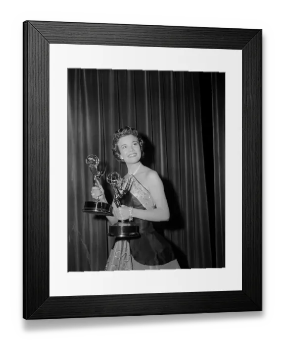 Framed Print : Nanette Fabray Holding Her Emmy Awards Framed Print : Nanette Fabray Holding Her Emmy Awards