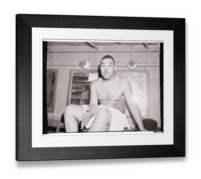 Framed Print : Joe Louis in Dressing Room After First Wrestling Match Framed Print : Joe Louis in Dressing Room After First Wrestling Match