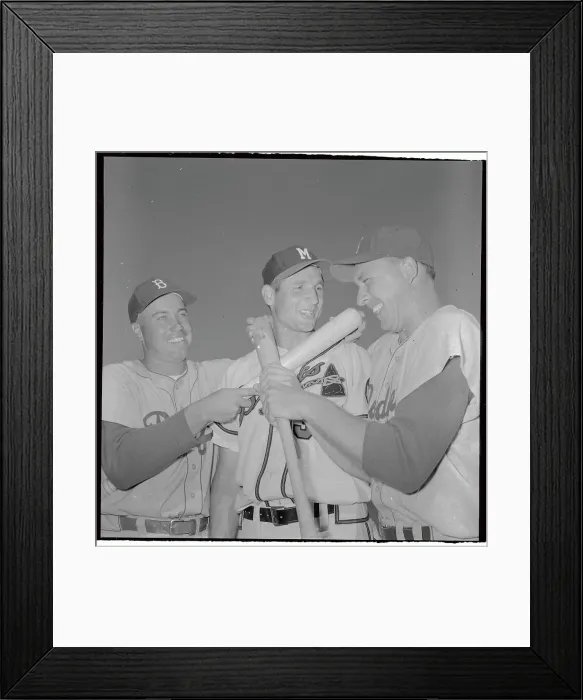 Framed Print : Baseball Players Posing with Bats Framed Print : Baseball Players Posing with Bats